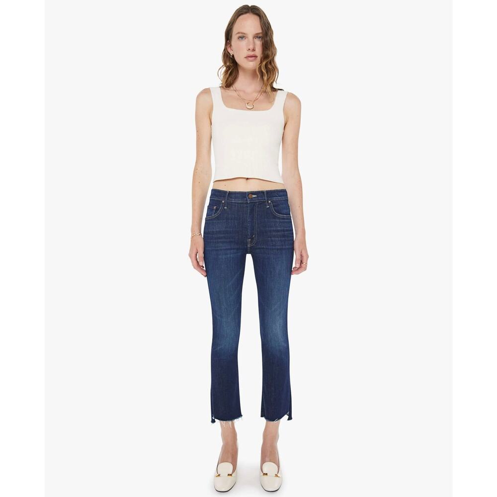 MOTHER‎ Insider Crop Step Fray Bootcut Jeans Off Limits Dark Wash 26 - Picture 11 of 16